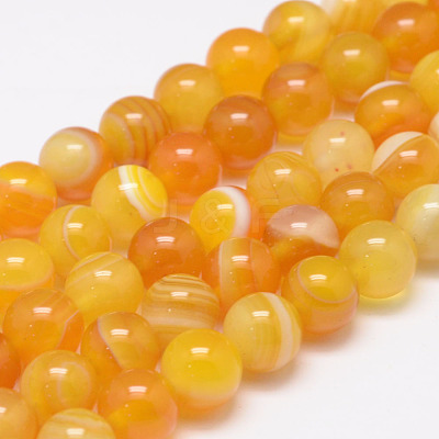 Natural Striped Agate/Banded Agate Bead Strands X-G-K155-A-10mm-06-1