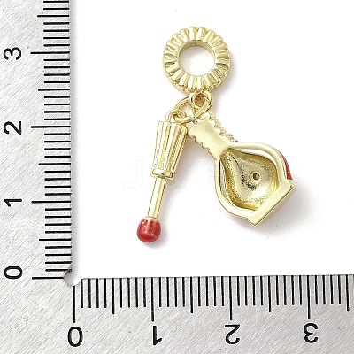Brass Micro Pave Clear Cubic Zirconia European Dangle Charms KK-A278-08G-02-1