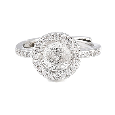 Brass Micro Pave Cubic Zirconia Adjustable Ring Components KK-CBAC351-01P-1