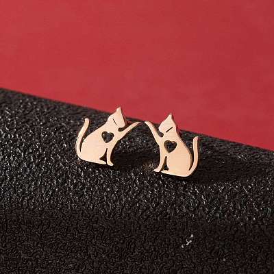 Stainless Steel Small Animal Stud Earrings for Women PW-WG5B49B-35-1