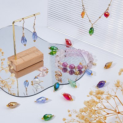 120Pcs 12 Colors Electroplate Glass Pendants PALLOY-FH00172-1