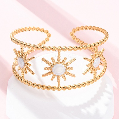 304 Stainless Steel Enamel Cuff Bangles for Women LS-BJEW-D306-06G-1