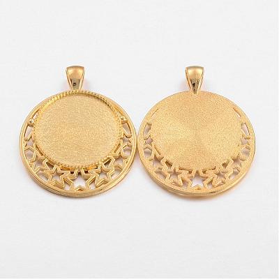 Tibetan Style Alloy Pendant Cabochon Settings PALLOY-J494-30G-1