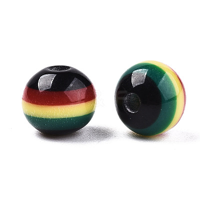 Ghana Jamaica Reggae Stripe Resin Beads X-RESI-N026-001B-01-1