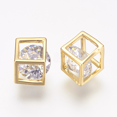 Brass Cubic Zirconia Charms KK-P078-07-1