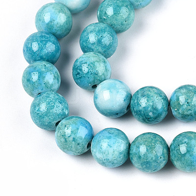 Dyed Synthetic Fossil Beads Strands G-T139-8mm-66F-1
