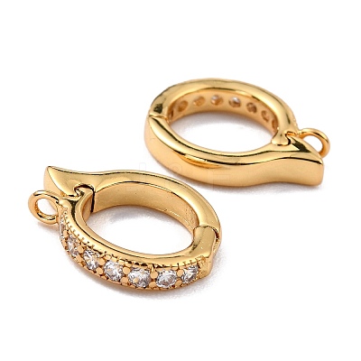 Brass Micro Pave Clear Cubic Zirconia Hoop Earring Findings ZIRC-I054-10G-1