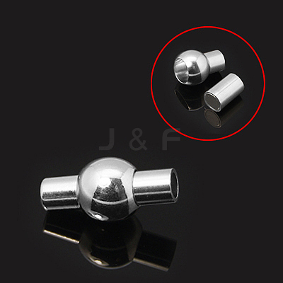 Rack Plating Brass Magnetic Clasps with Glue-in Ends KK-G230-2mm-S-NF-1