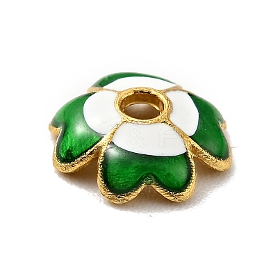 4-Petal Alloy Enamel Bead Caps FIND-G029-06G-02-1