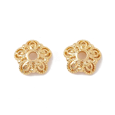 5-Petal Brass Bead Caps KK-A162-02G-1