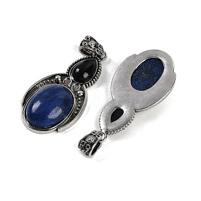 Dyed Natural Lapis Lazuli & Obsidian Pendants G-I370-08AS-07-1