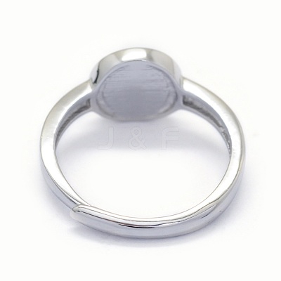 Anti-Tarnish Rhodium Plated 925 Sterling Silver Finger Ring Components STER-E061-01C-P-1