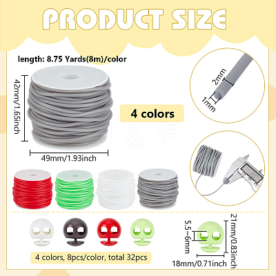 32Pcs 4 Colors Plastic Spring Cord Locks KY-BC0001-46B-1