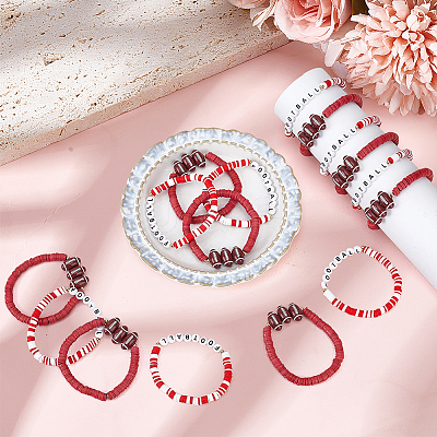 32Pcs 2 Style Handmade Polymer Clay & Acrylic Bead Bracelets BJEW-PH02016-1