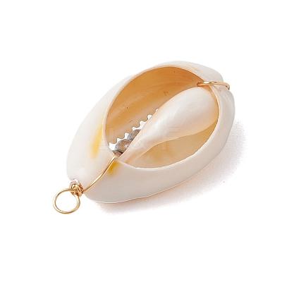 6Pcs 6 Styles Natural Cowrie Shell & Glass Seed Beads Pendants PALLOY-JF02759-06-1
