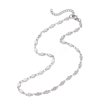 304 Stainless Steel Flower Link Chain Necklaces for Women NJEW-JN05587-1