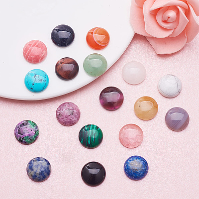 18 Kinds Natural & Synthetic Gemstone Cabochons G-PH0034-24-1