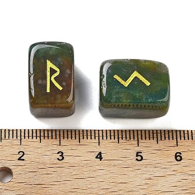 Rectangle Natural Indian Agate Rune Stones G-Z059-01H-1