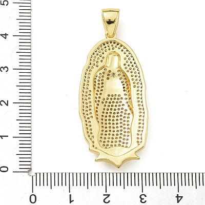 Virgin Mary Theme Rack Plating Brass Micro Pave Clear Cubic Zirconia Pendants KK-Z067-06G-06-1