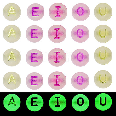 500Pcs 5 Styles Luminous Frosted Acrylic Beads FACR-TA0001-11-1