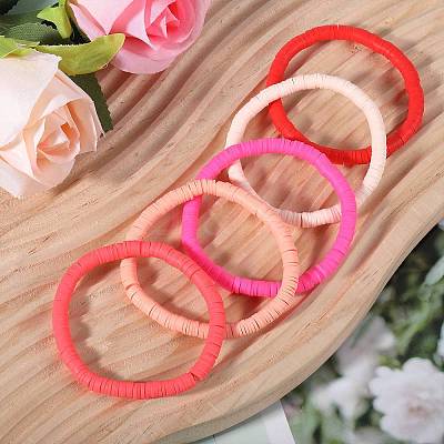 Polymer Clay Heishi Surfer Stretch Bracelets Set BJEW-SW00125-1