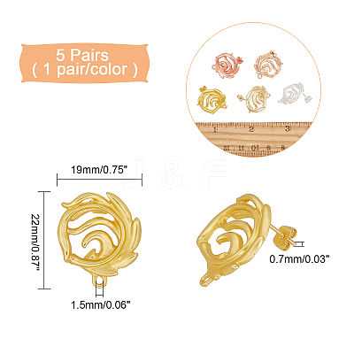 5 Pairs 5 Colors Alloy Stud Earring Findings PALLOY-AR0001-18-1
