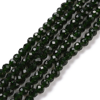 Synthetic Green Goldstone Beads Strands G-E591-07B-1
