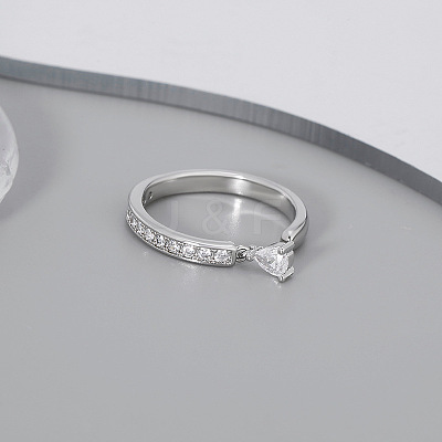 Brass Micro Pave Cubic Zirconia Cuff Open Rings for Women FS-WG471DC-02-1