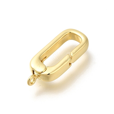 Rack Plating Oval Brass Spring Gate Rings KK-Z086-53G-04-1