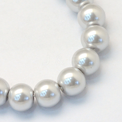 Baking Paint Pearlized Glass Pearl Round Bead Strands HY-Q330-8mm-62-1