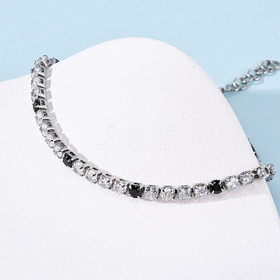 304 Stainless Steel with Cubic Zirconia Link Chain Bracelets for Women BJEW-G754-01A-P02-1