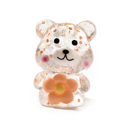 Transparent Resin Little Bear Ornament RESI-S015-01A-1