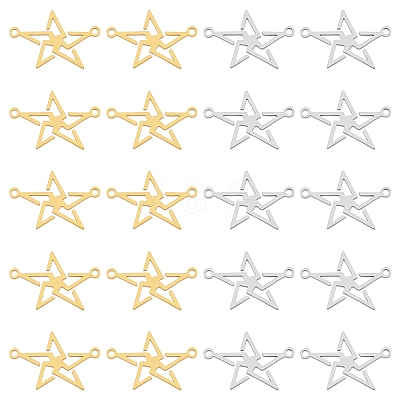 20pcs 2 Colors 201 Stainless Steel Connector Charms STAS-DC0009-25-1