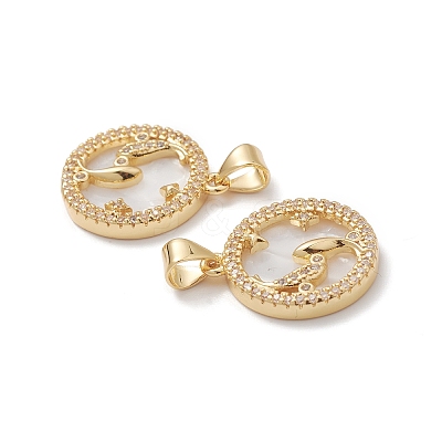 Rack Plating Brass Shell Pendants KK-D087-25G-04-1