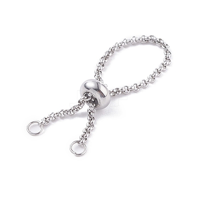 304 Stainless Steel Rolo Chains Slider Ring Findings RJEW-JR00443-02-1