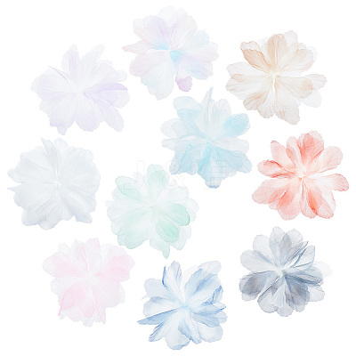 10Pcs 10 Colors Organza Flower Ornament Accessories DIY-FG0006-45-1