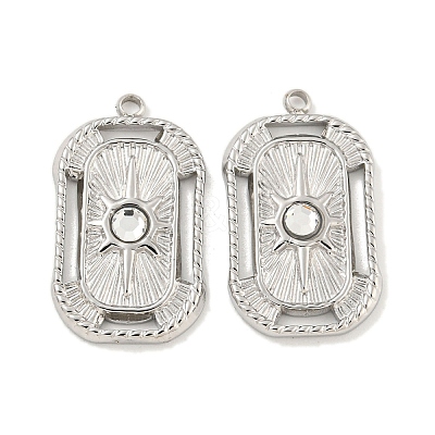 304 Stainless Steel Rhinestone Pendants STAS-P356-40P-1