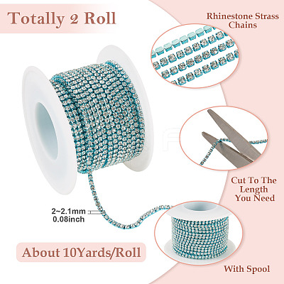 2 Roll Electrophoresis Iron Rhinestone Strass Chains CHC-TA0001-38B-1
