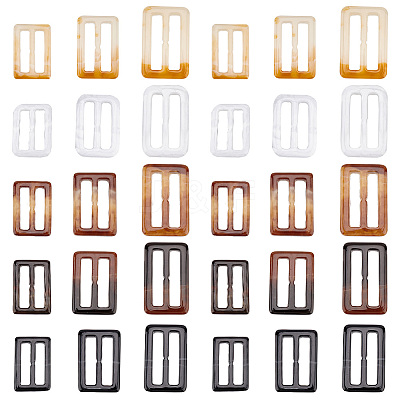 30Pcs 15 Style Rectangle Shape Resin Buckle Clasps RESI-FG0001-03-1