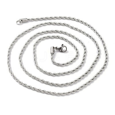 Non-Tarnish 304 Stainless Steel Rope Chain Necklaces NJEW-I245-01A-P-1