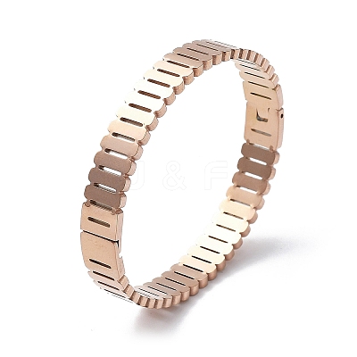 Ion Plating(IP) 304 Stainless Steel Hinged Bangles for Women BJEW-A011-18RG-1