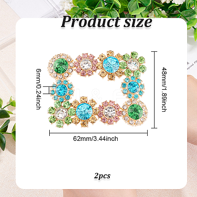 2Pcs Alloy Rhinestone Flower Shoe Decorations FIND-FG0002-40B-1