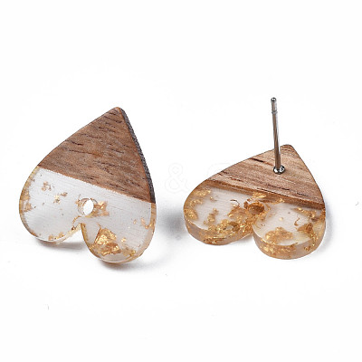 Resin & Walnut Wood Stud Earring Findings MAK-N032-020A-1