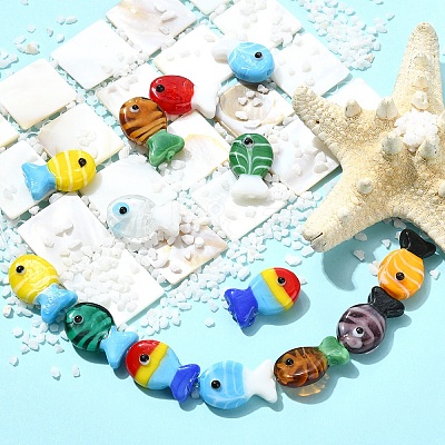 20Pcs 10 Colors Handmade Lampwork Beads LAMP-YW0004-13-1