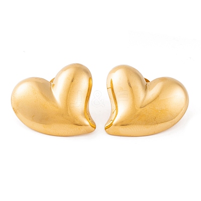 Ion Plating(IP) Heart 304 Stainless Steel Stud Earrings for Women LS-EJEW-L272-033G-03-1