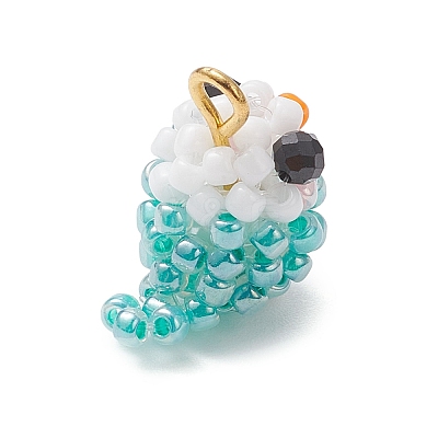 Glass Seed Beaded Bird Charms PALLOY-MZ00971-02-1