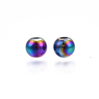 Rack Plating Rainbow Color 304 Stainless Steel Beads STAS-S119-081A-01-1