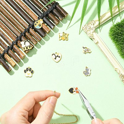 8Pcs 8 Styles 304 Stainless Steel Enamel Pendants STAS-CJ0003-38-1