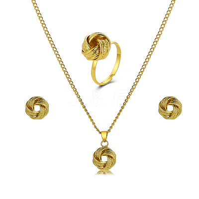Alloy Stud Earrings & Pendant Necklaces & Rings Sets WG6A31F-01-1