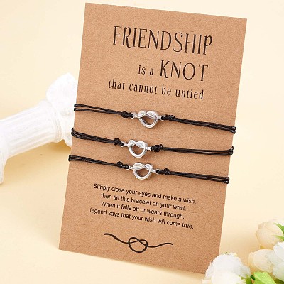 3Pcs 3 Style 430 Stainless Steel Knot Heart Link Bracelets Set JB719A-1